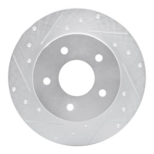 Nissan Kicks Brake Rotor (1) - Rear Left - R1 Concepts - Drilled & Slotted - Silver - `19-`25